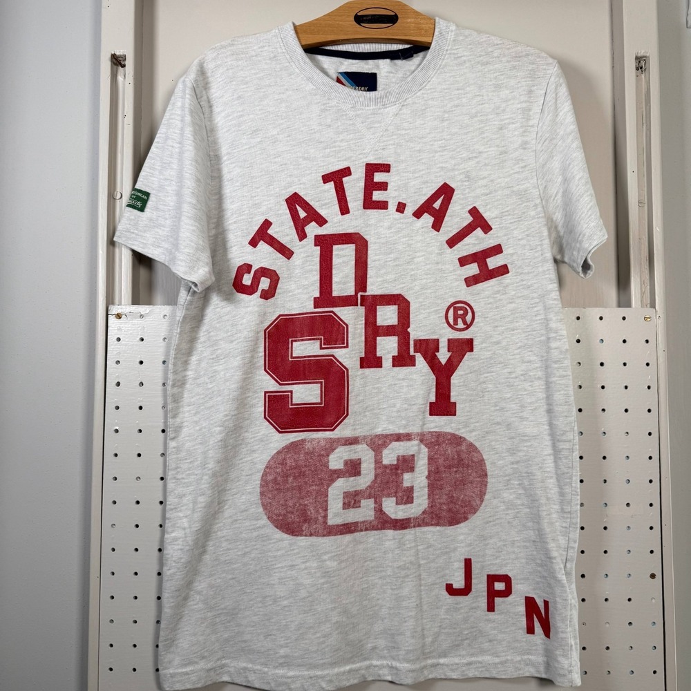 Superdry T Shirt‎ Men's Medium Grey State Athletics Graphic Logo Casual wear